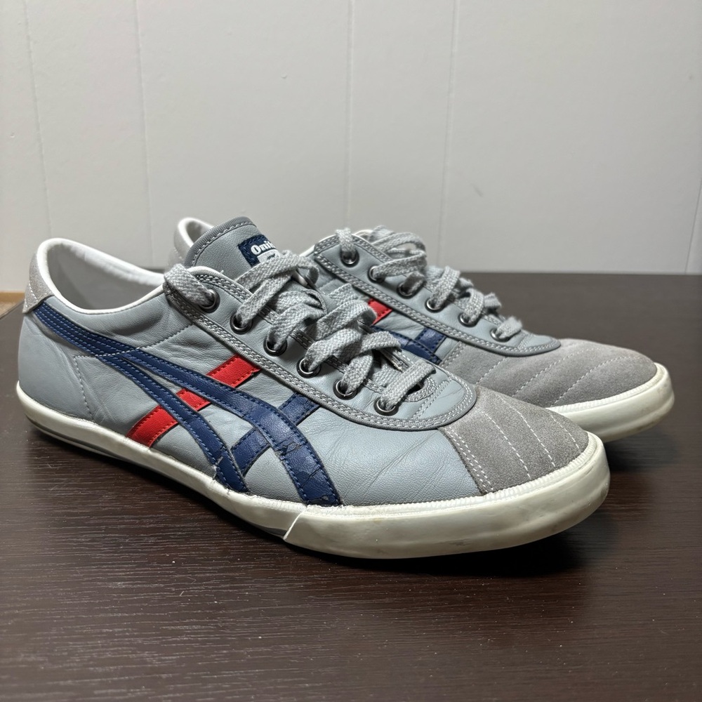 Onitsuka Tiger Rotation 77 sneakers in a grey, blue and red leather 9.5